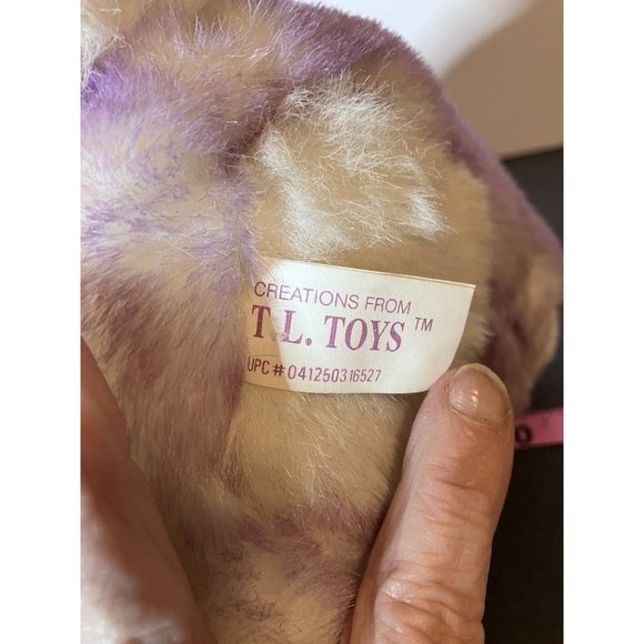 VTG T L Toys Frosted Lavender Easter Bunny Soft Plush Stuffed Leather Feet Nose - Picture 13 of 16